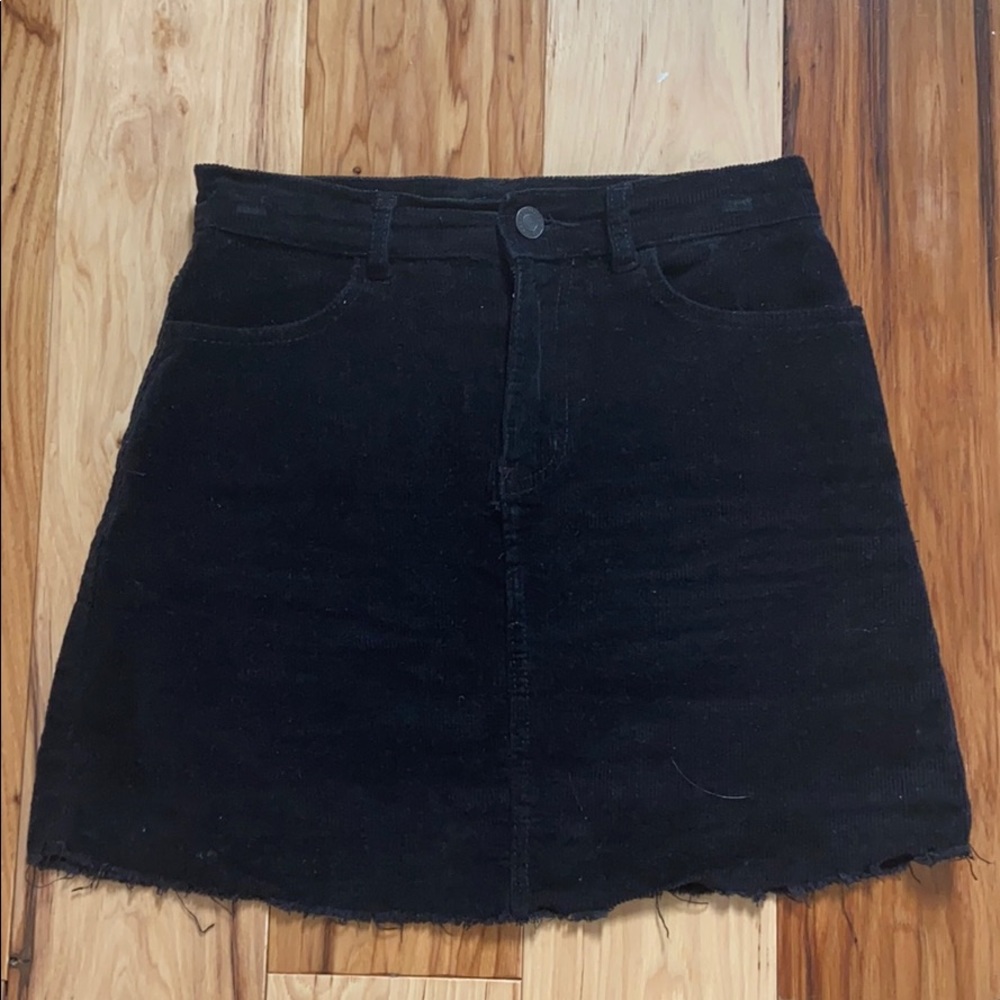 Black corduroy mini skirt
